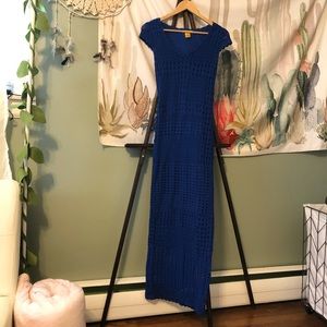 Catherine Malandrino Crochet Blue Maxi Dress